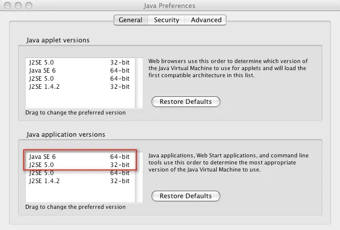 Selecting Java Version on Mac OSX Leopard